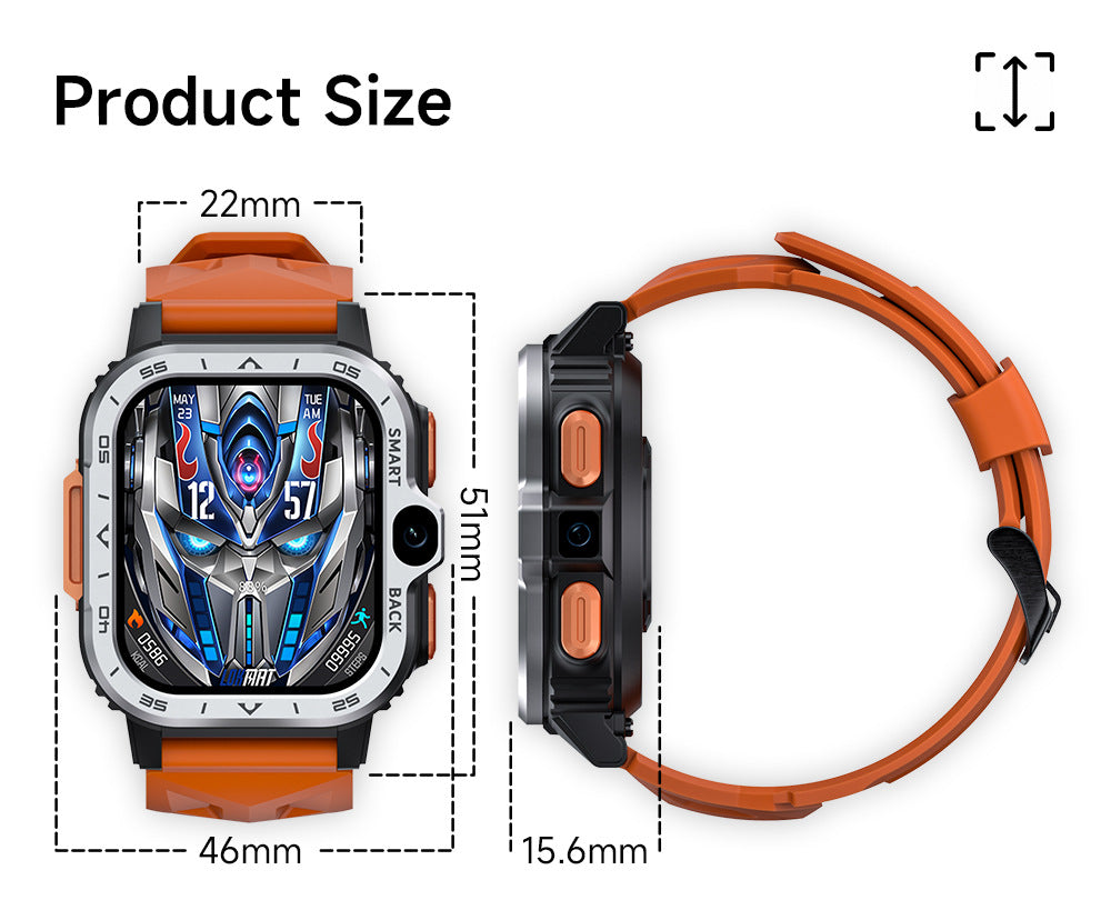 Smart Watch Phone — 2.0" Display, Heart Rate, All-Network Compatible