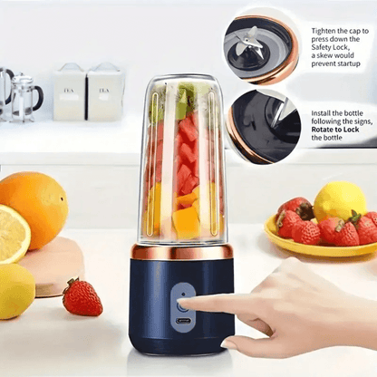 Portable USB Juicer Blender — 6-Blade Electric Fruit Mixer for Smoothies, Shakes & Juices