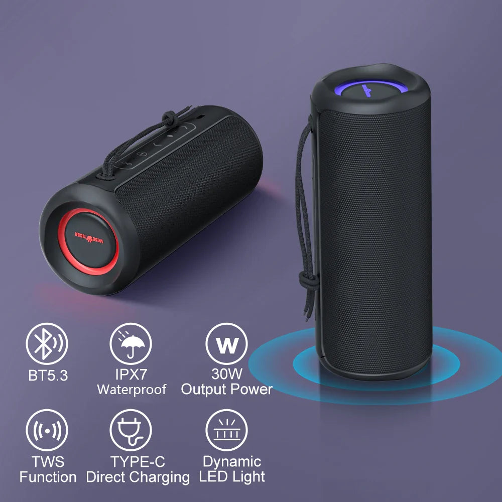 WISE TIGER P3 Portable Bluetooth Speaker — 30W IPX7 Waterproof