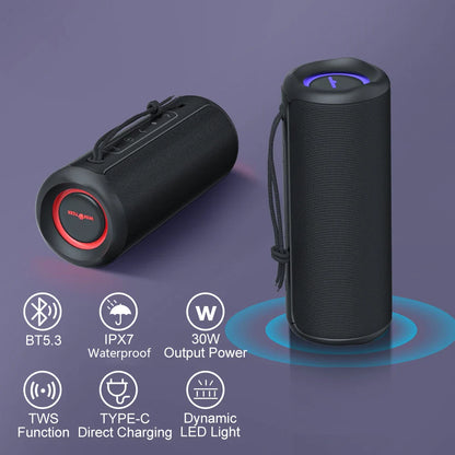 WISE TIGER P3 Portable Bluetooth Speaker — 30W IPX7 Waterproof