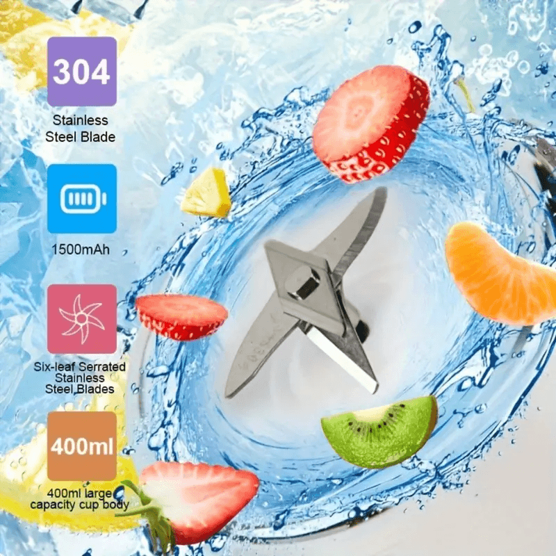 Portable USB Juicer Blender — 6-Blade Electric Fruit Mixer for Smoothies, Shakes & Juices