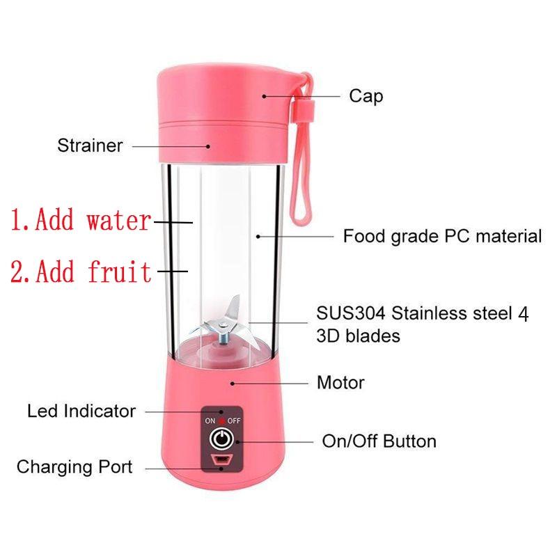 Stevvex Portable USB Blender — 6-Blade Smoothie & Juicer Bottle, 500ml