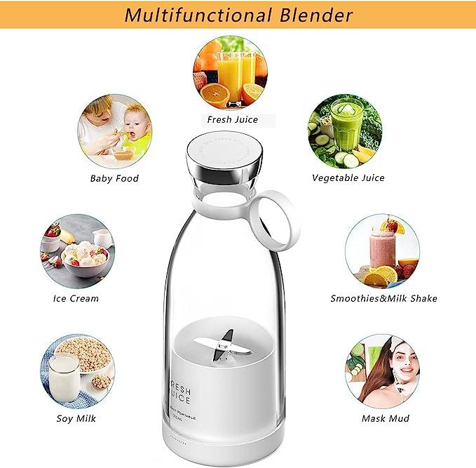 Stevvex Mini Portable Blender — 4-Blade 3D Juicer & Smoothie Bottle